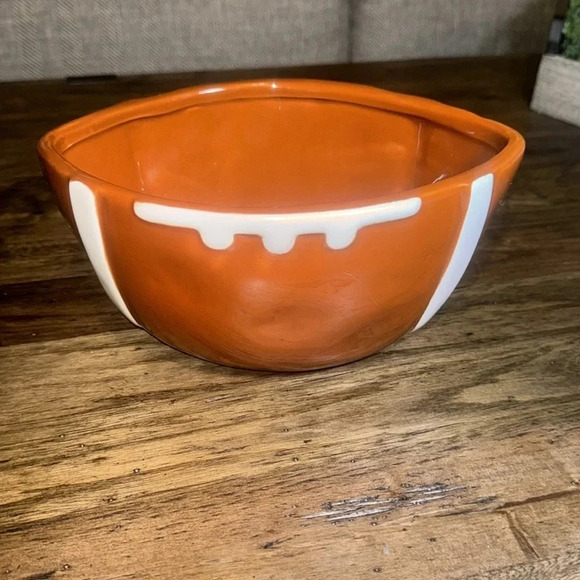 Rae Dunn Artisan Collection Magenta Football Shaped Brown Deep Ceramic Bowl Dish - Picture 4 of 7